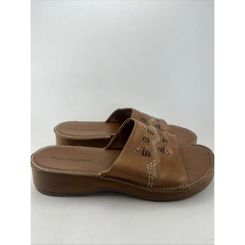 Hush Puppies La Palma Sandals Leather Slip On Slides - Womens Size 7.5